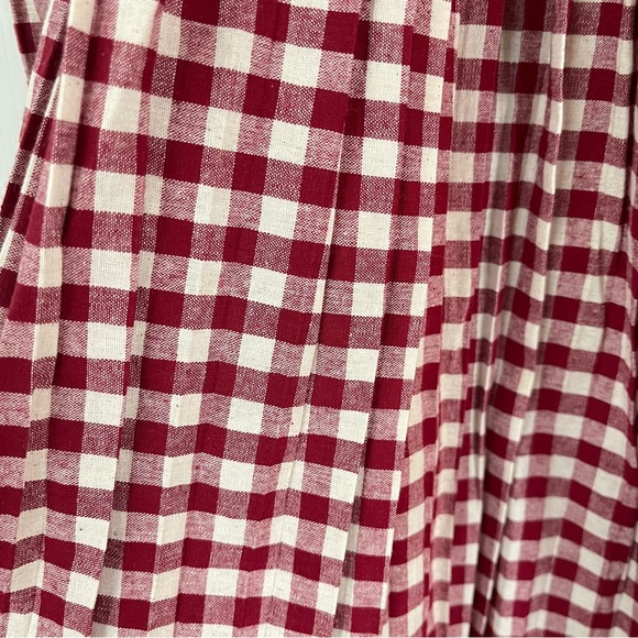 DOE & RAE Red and White Gingham Checked Cold Shoulder Butterfly Sleeve Blouse - Picture 12 of 17